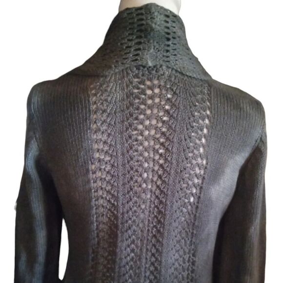 Anthropologie Angel of The North Gray Tye Dye Open Front Crochet Cardigan Medium - Picture 4 of 8